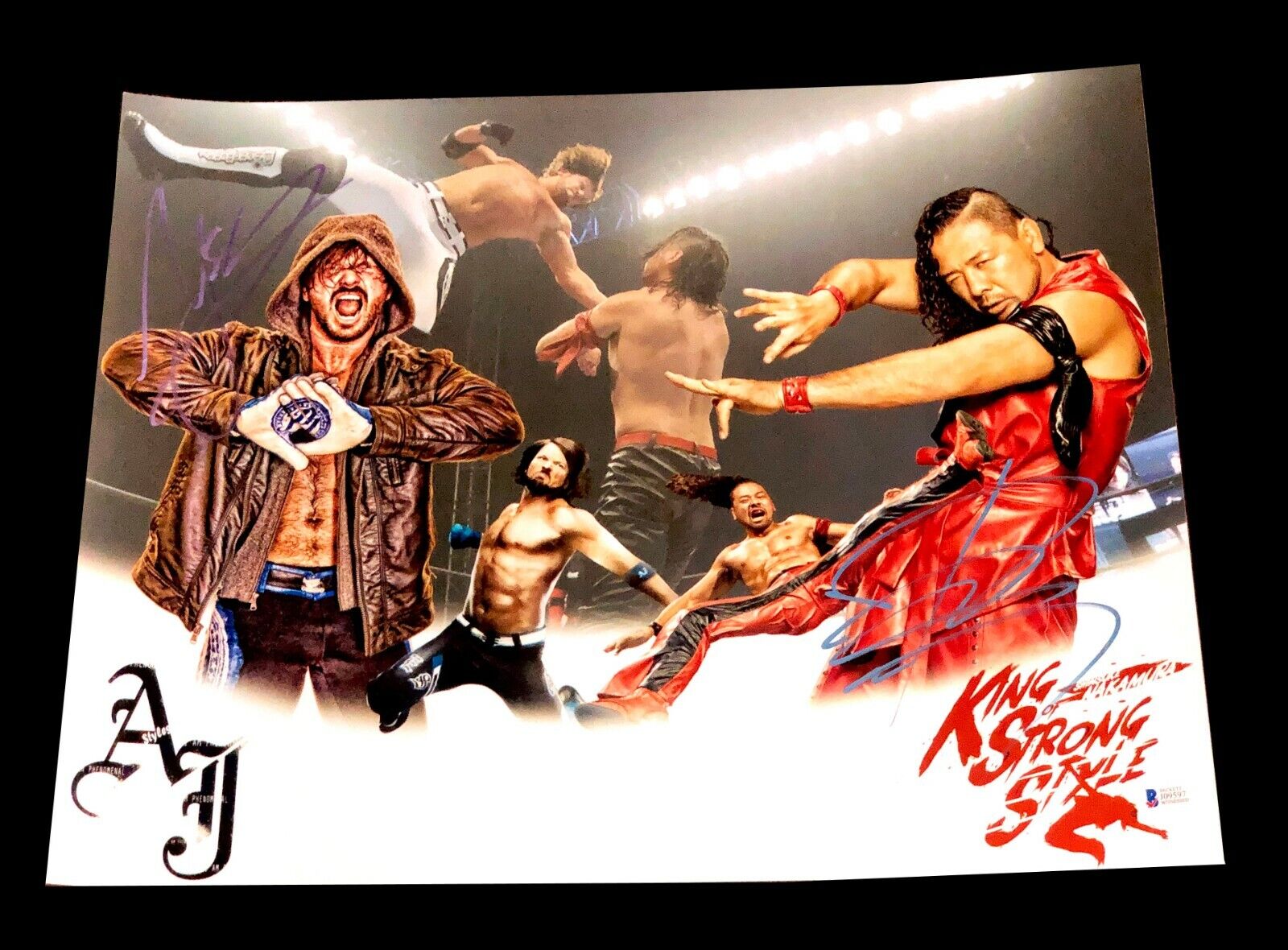 WWE AJ STYLES AND NAKAMURA HAND SIGNED AUTOGRAPHED 16X20 Photo Poster painting WITH BECKETT COA