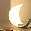 White Half-Moon-Shaped Desk Lamp, Dimmable Metal Desk Lamp