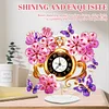 (US Local)Acrylic Special Shape Flower Butterfly Diamond Painting Clock Ornaments Kit