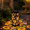 Colorful Sunflower Glow Solar Light LED Outdoor Solar Powered Hanging Garden Lantern IP65 Waterproof Sunflowers Projection Decor Lamp for Terrace/Porch/Lawn/Path