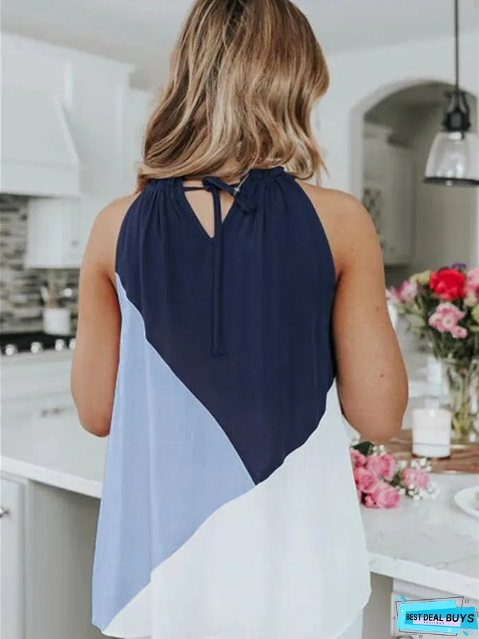 Halter Straps Contrast Color Vest T-shirt Top