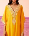 Elegant Embroidered V Neck Kaftan