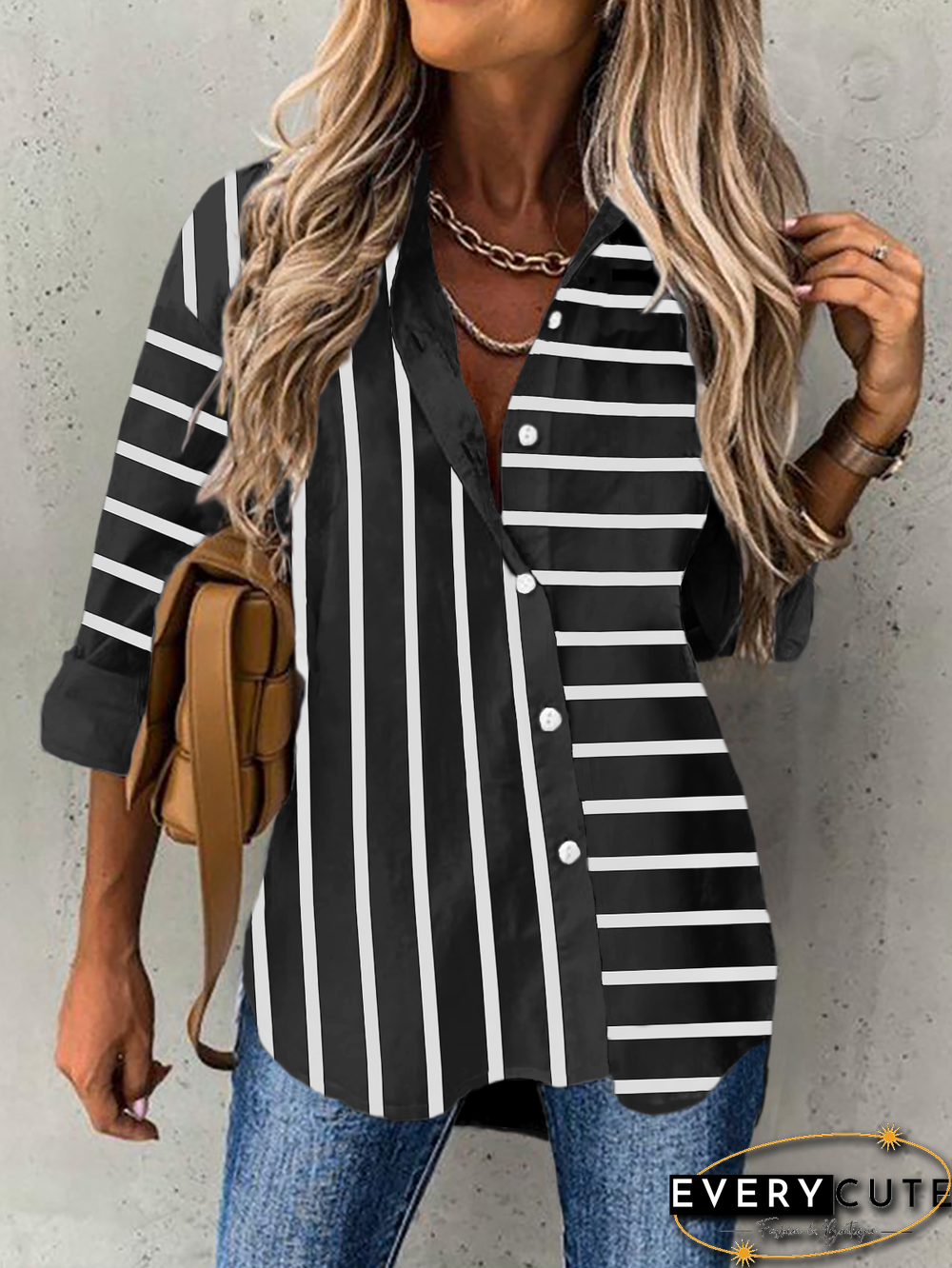 Plus size Striped Casual Blouse