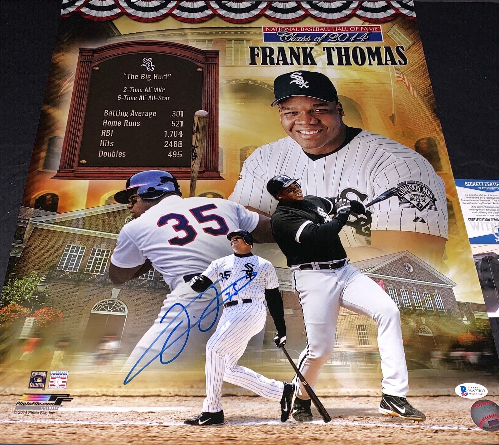 Frank Thomas White Sox Autographed Signed 16x20 Photo Poster painting Beckett WITNESS COA 1