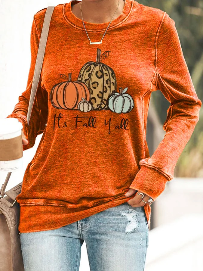 🔥Buy 3 Get 10% Off🔥Women's It'S Fall Y'All Print Casual Sweatshirt