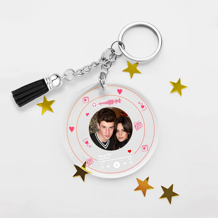 Personalized Spotify Code Keyring Custom Photo Acrylic Scannable Music Keychain Valentine's Day Gift for Couples