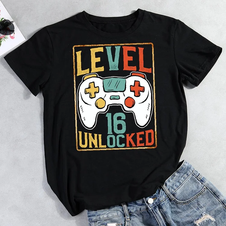 level 16 unlocked Round Neck T-shirt-Annaletters