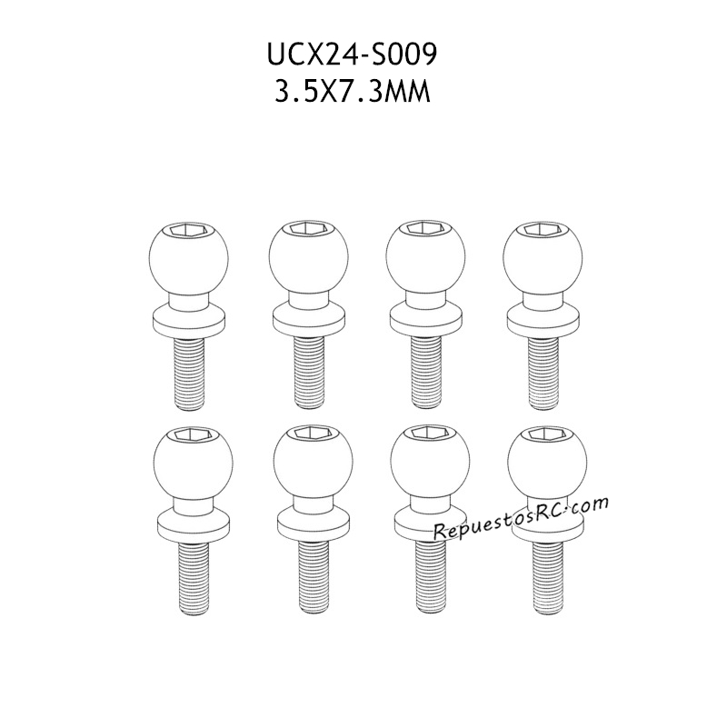 UDIRC UCX1801 Pro Partes 3.5x7.3mm Tornillo de Bola Hueca UCX24-S009