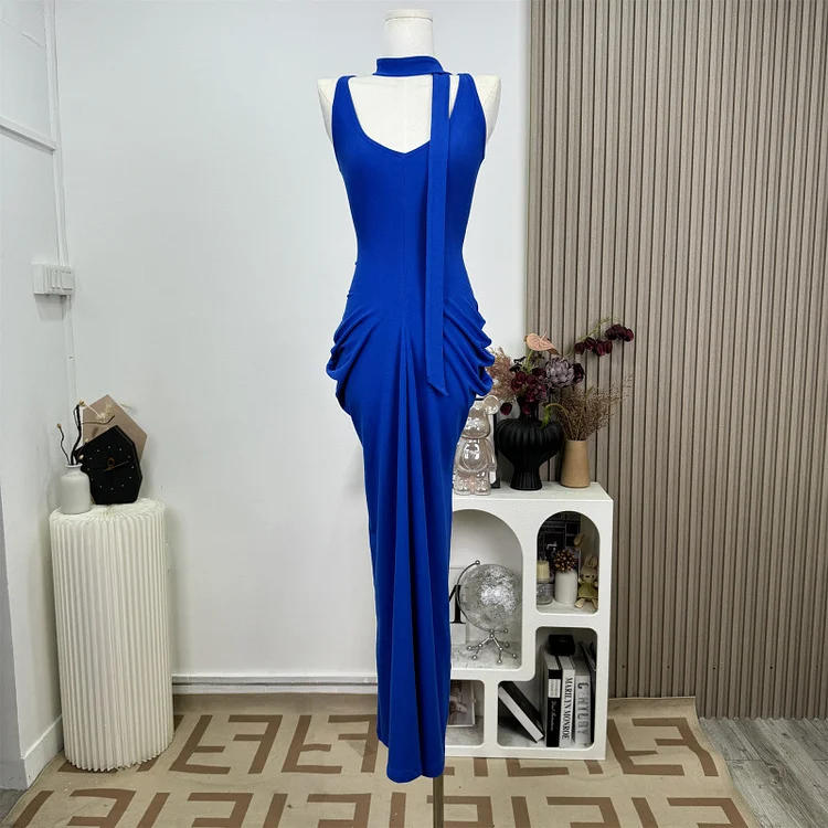 Retro Slim Fit Waist Trimming Spaghetti Straps Dress