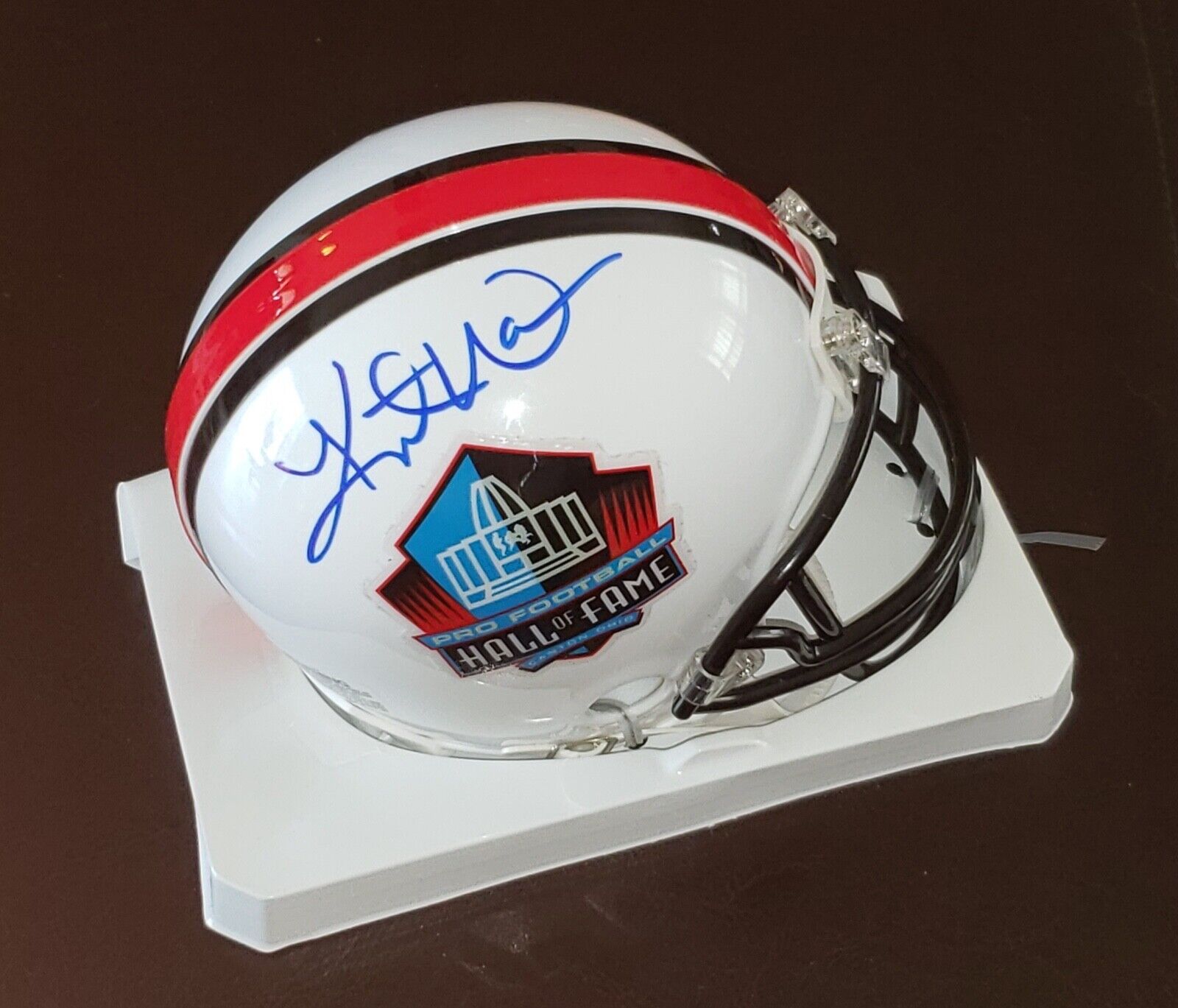 KURT WARNER 'ST LOUIS RAMS' QUARTERBACK SIGNED HOF MINI-HELMET *COA *PROOF 1