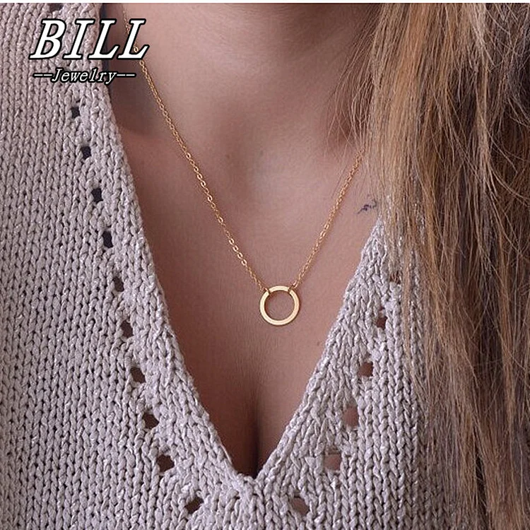 New Circle Pendants Necklaces for Women Eternity Collares Minimalist Jewelry Dainty Female Necklaces Fashion Jewelry Party Gift