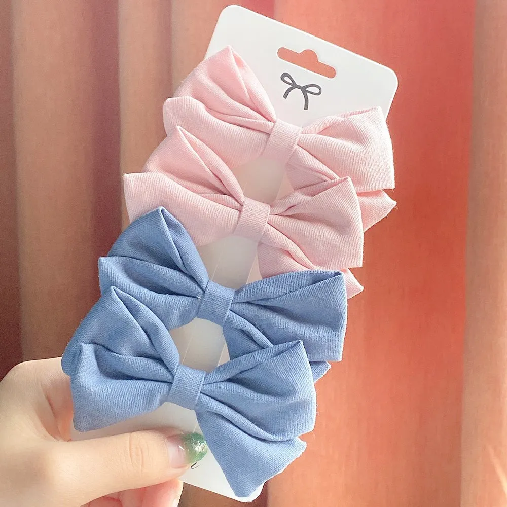4Pcs/set Cute Solid Bowknots Hair Clips For Baby Girls Safty Boutique Hairpins Handmade Barrettes Headwear Kids Hair Accessories