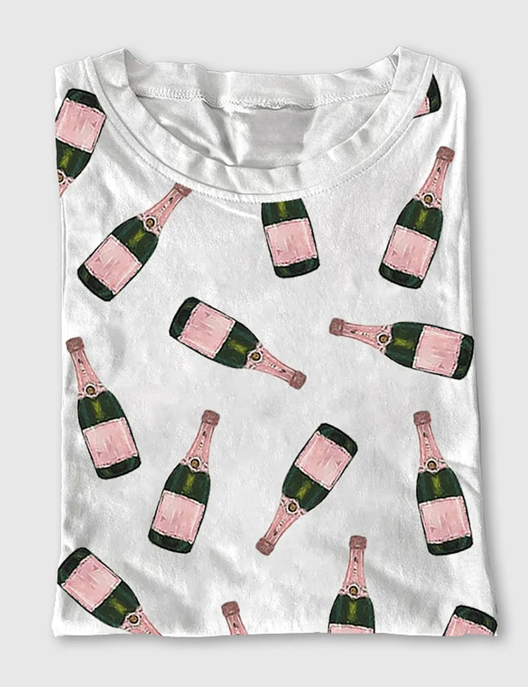 Women's Champagne Bottle Short Sleeve T-Shirt
