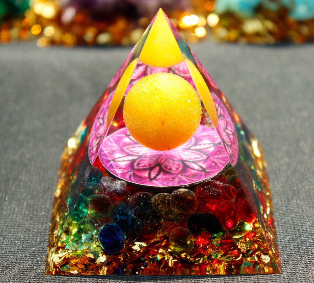 

Orgone Pyramid Chakra - Rainbow fluorite, 501 Original