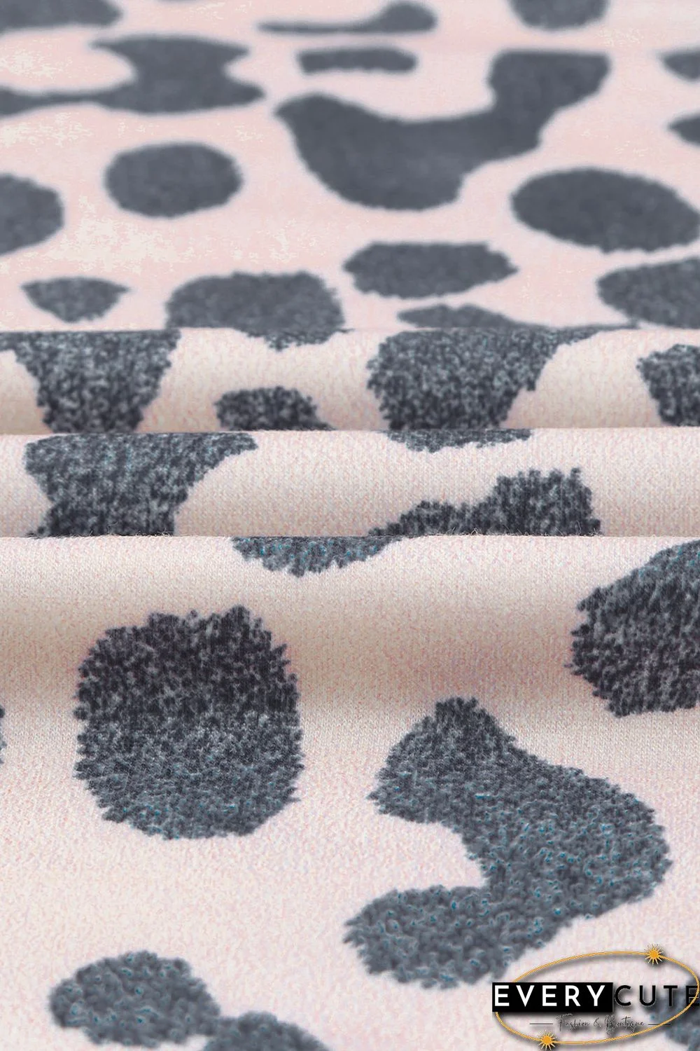 Leopard Print V Neck Loose Plus Size Blouse