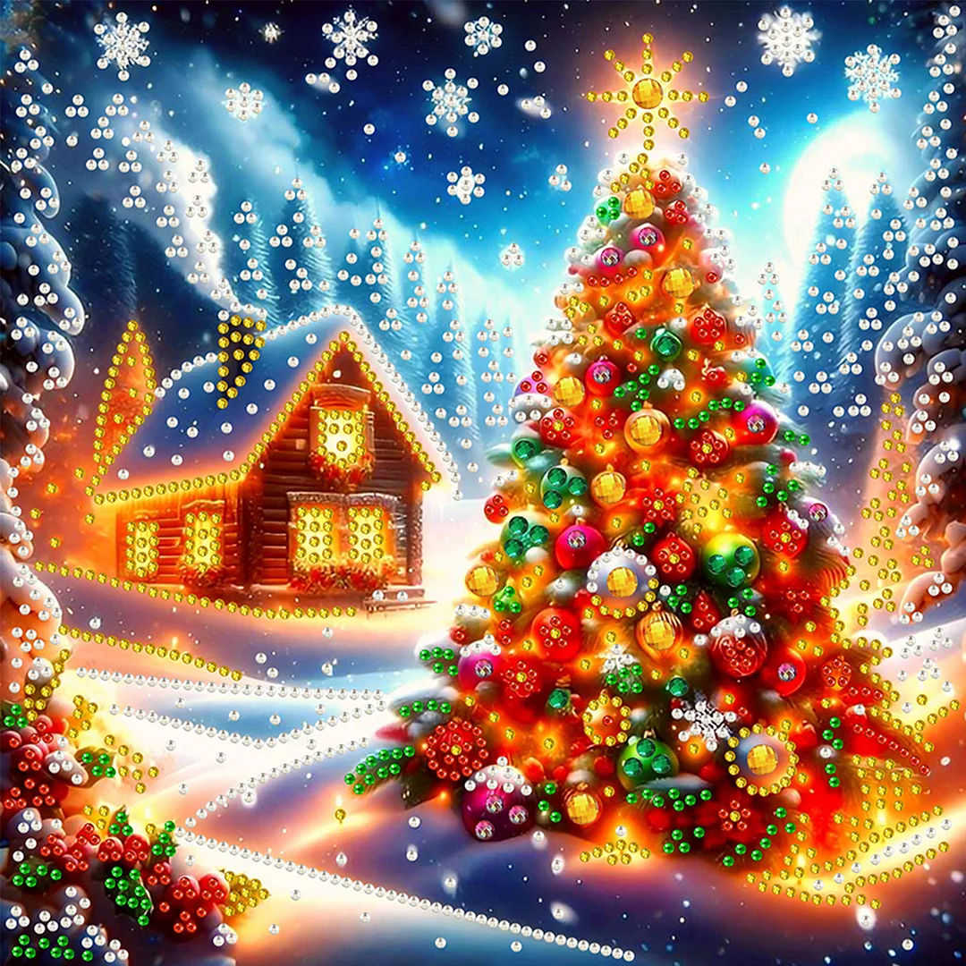 Christmas House - Diamond Painting - Partial Special Shaped Drill(Canvas|30*30cm)