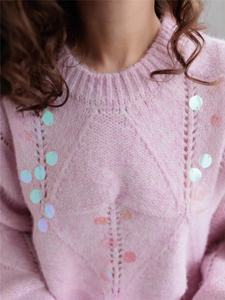 Athvotar Athvotar Retro Glide Hollow Soft-Gutter Sweater Knitted Women's Autumn And Winter Heavy Industry Design Niche Lazy Loose Top