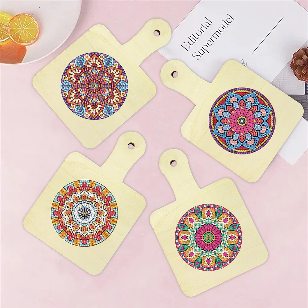 4Pcs Mandala DIY Diamond Painting Placemats Rhinestone Table Mats for Adults