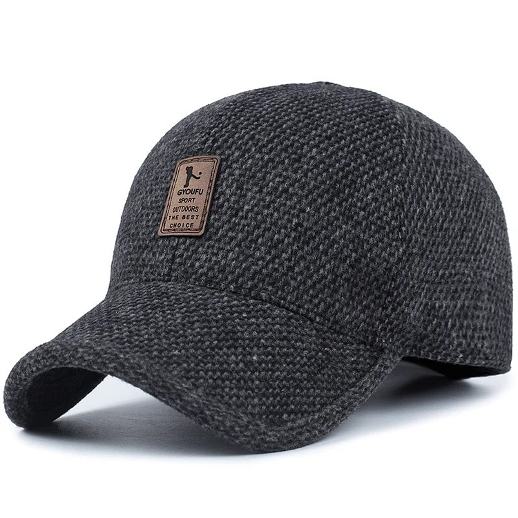 2023Nieuwe Baseball Cap Wollen Gebreide Ontwerp Winter Baseball Cap Mannen Thicken Warm Hoeden Met Oorkleppen Warme Oude Hoed