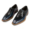 Mens Blue Wholecut Dress Shoes