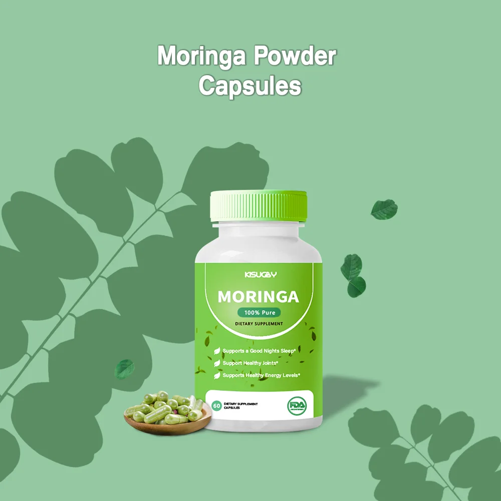 KISUGBY Moringa Powder Capsules - 800mg of Pure Nutrient-Rich Moringa Powder - A Natural Green Antioxidant Superfood - Supports Energy, Skin Health, Gut Health+ - w/Essential Vitamins & Amino Acids