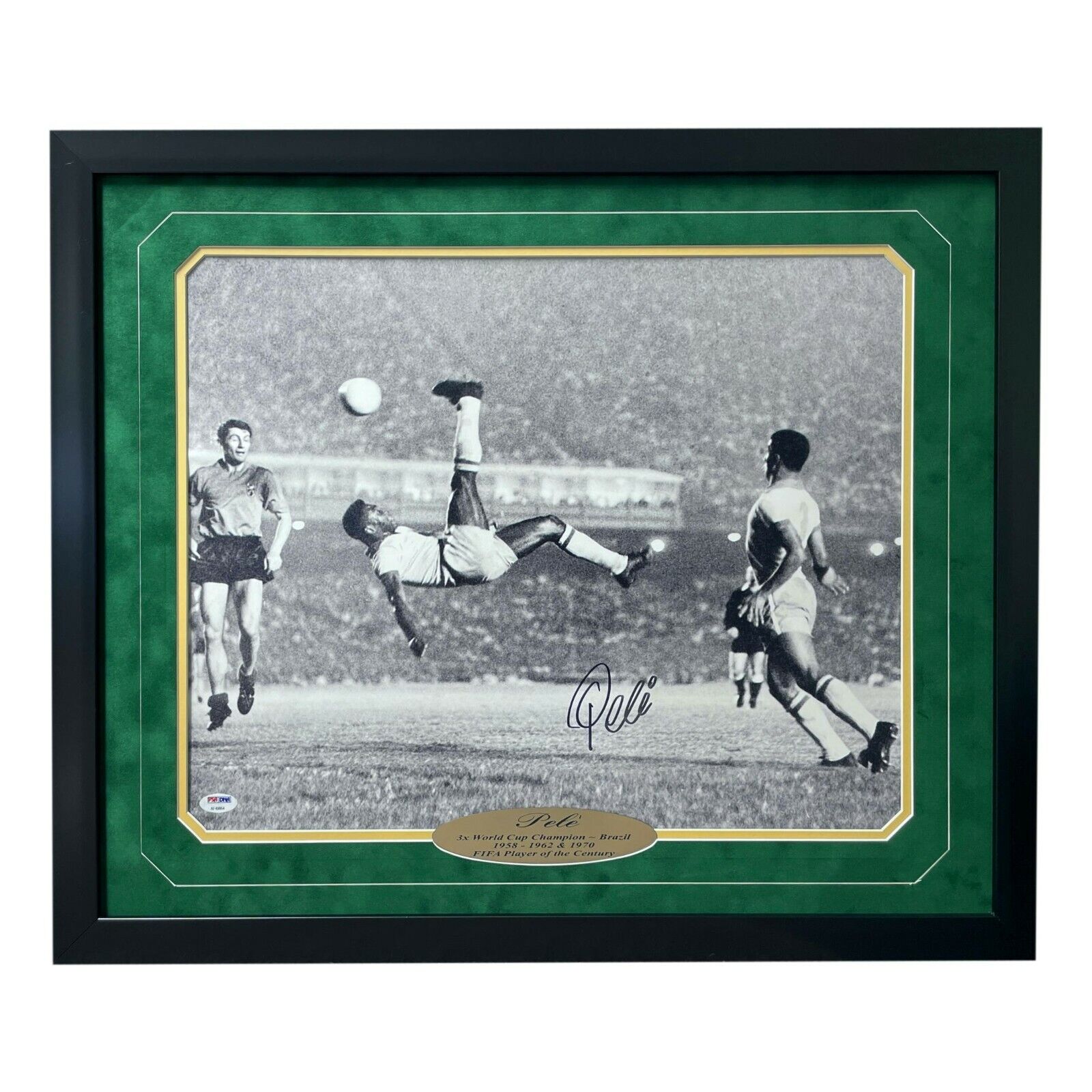 Pele Signed Bicycle Kick 16x20 Photo Poster painting Framed Autograph Brazil Cosmos PSA/DNA COA