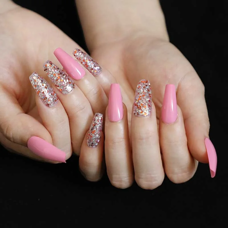 24pcs Khaki Dye Matte Frosted Fake Nails stiletto Dark Blue Color Pointed Head Long Style Wearable ABS Resin Finished Fingernail-Nail Inspo