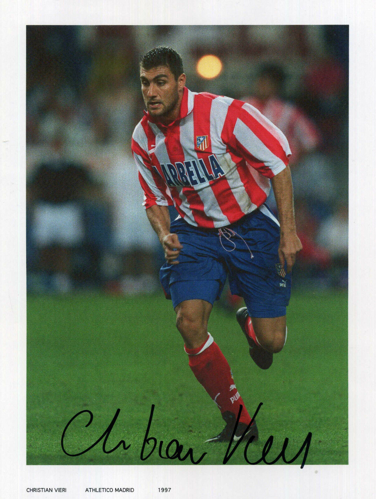 CHRISTIAN VIERI Signed Photo Poster paintinggraph - FOOTBALL Italy / Athletico Madrid - preprint