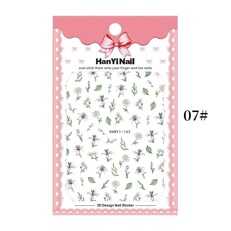 3D Charms Flowers Leaf Nail Art Stickers Watercolor Abstract Floral Nail Decal Sliders Manicures Nail Art Decorations For Autumn