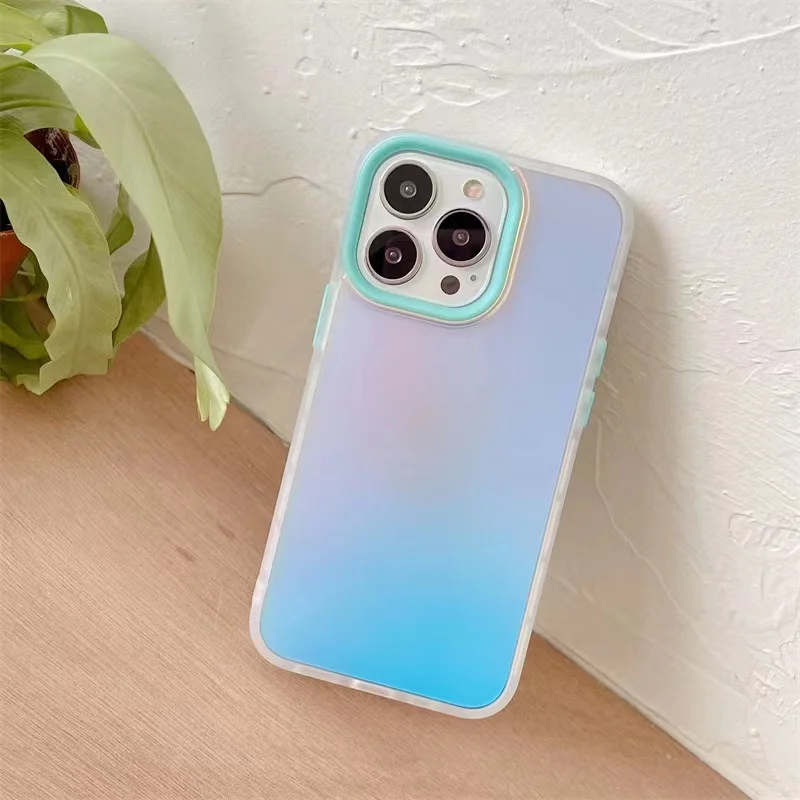 Frosted Laser Contrast Color Hard Phone Case