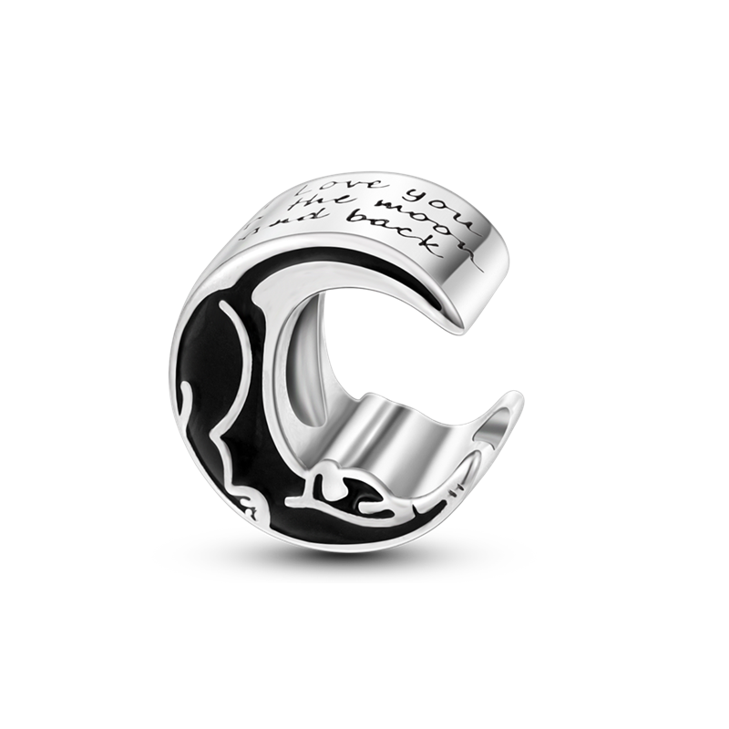 Genuine 925 Sterling Silver Black Cat Moon Pendant Chain for Women Snake Charms Bracelet DIY Jewelry KTC430