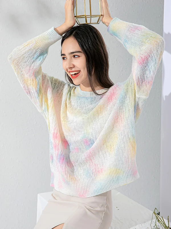 Spray Dyeing Rainbow Color Sweater