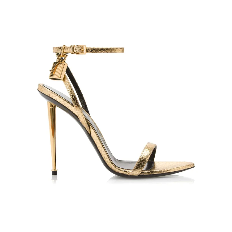 Custom Made Gold Ankle Strap Sandals |FSJ Shoes