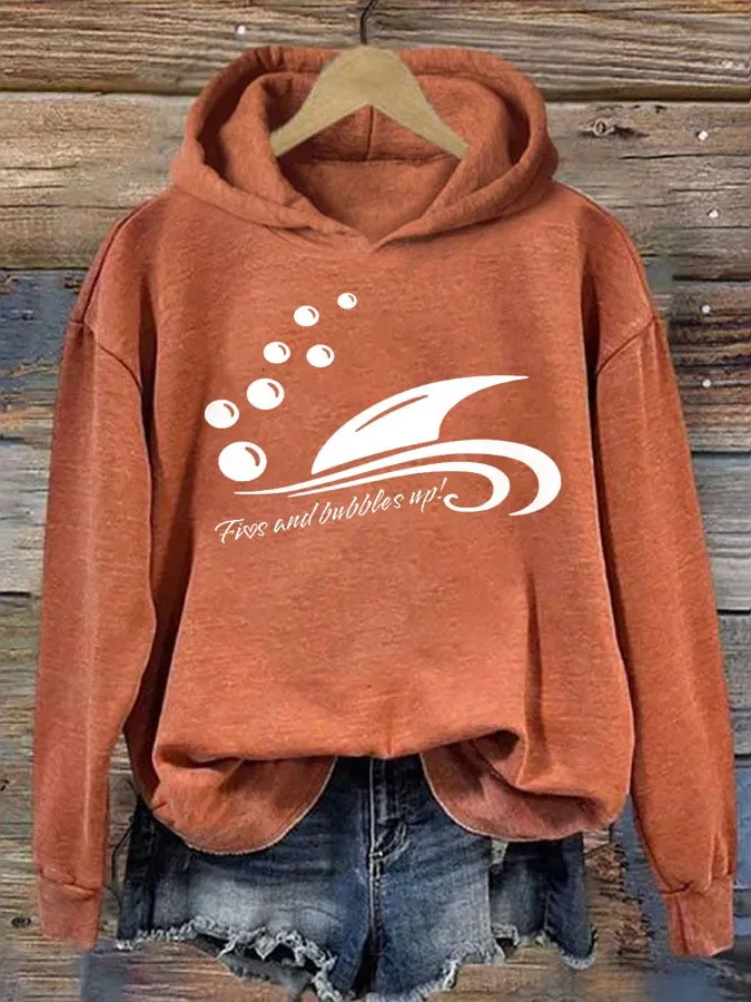 Women's Fins And Bubbles Up Jimmy Print Hoodie