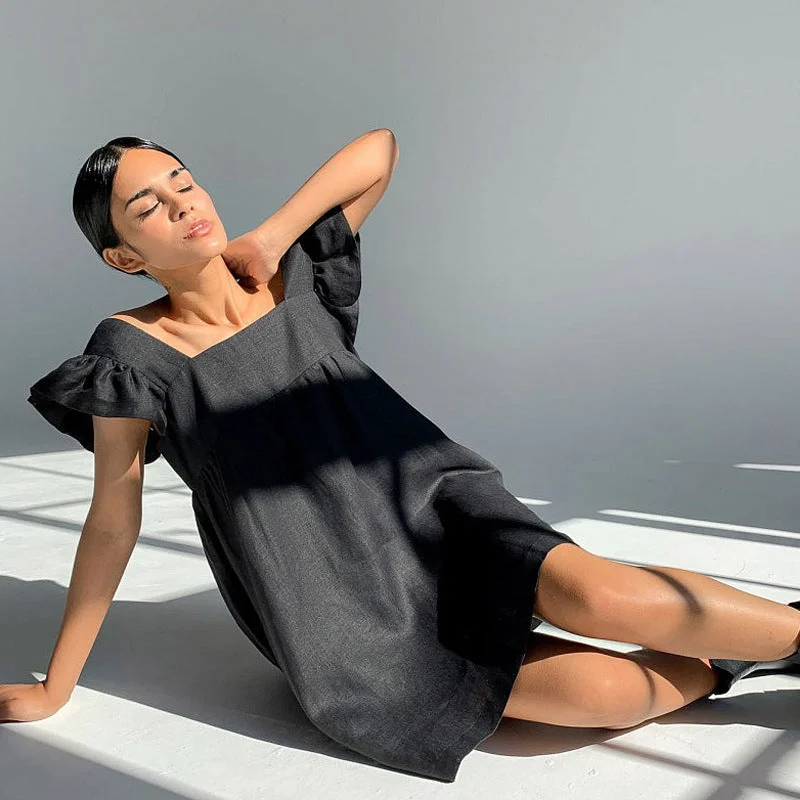 Uveng Midi Fashion Commuter Solid Color High Waist Dresses