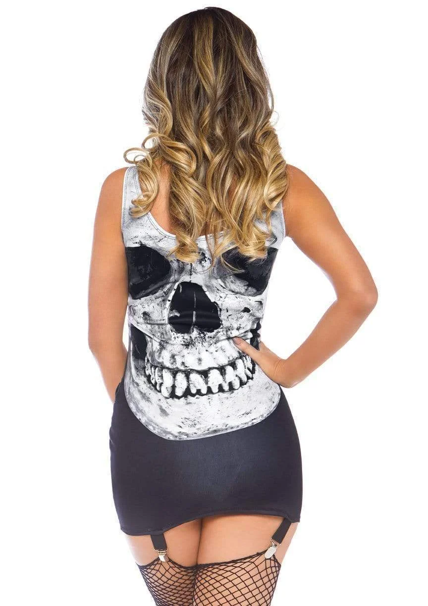 Skeleton Skull Garter Bodycon Mini Dress