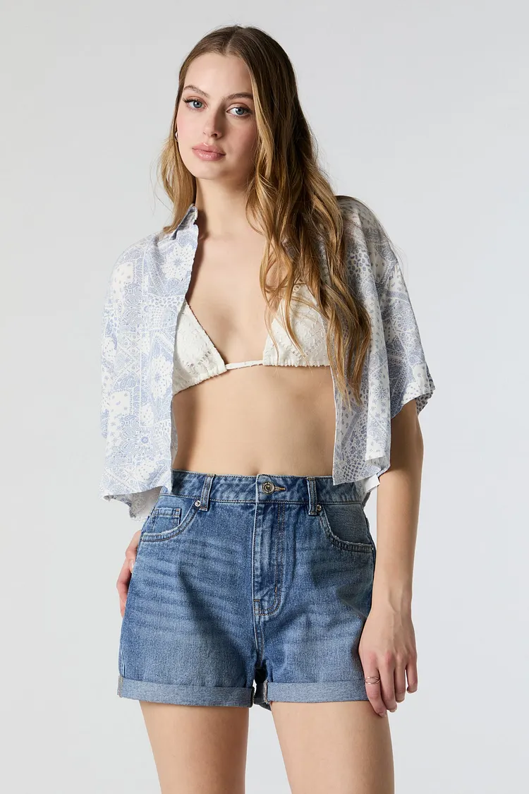 Mom Dark Wash Denim Short