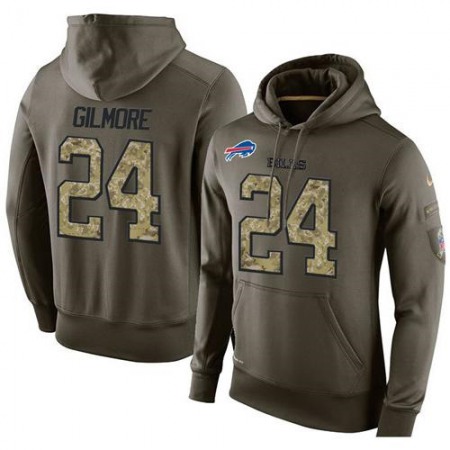NFL Men's  Buffalo Bills #24 Stephon Gilmore Stitched Green Olive Salute To Service KO Performance Hoodie