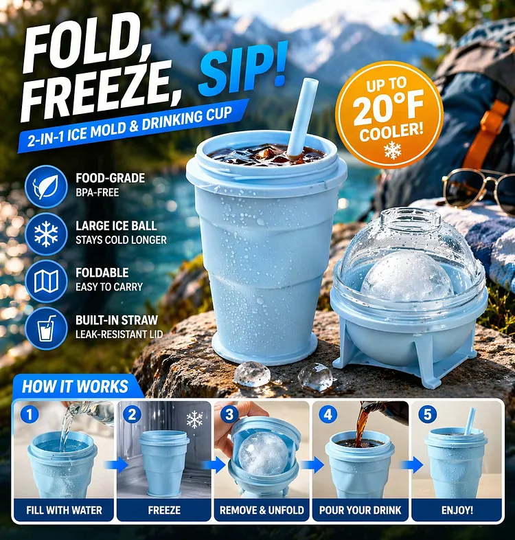 Foldable Silicone Ice Ball Drink Cup
