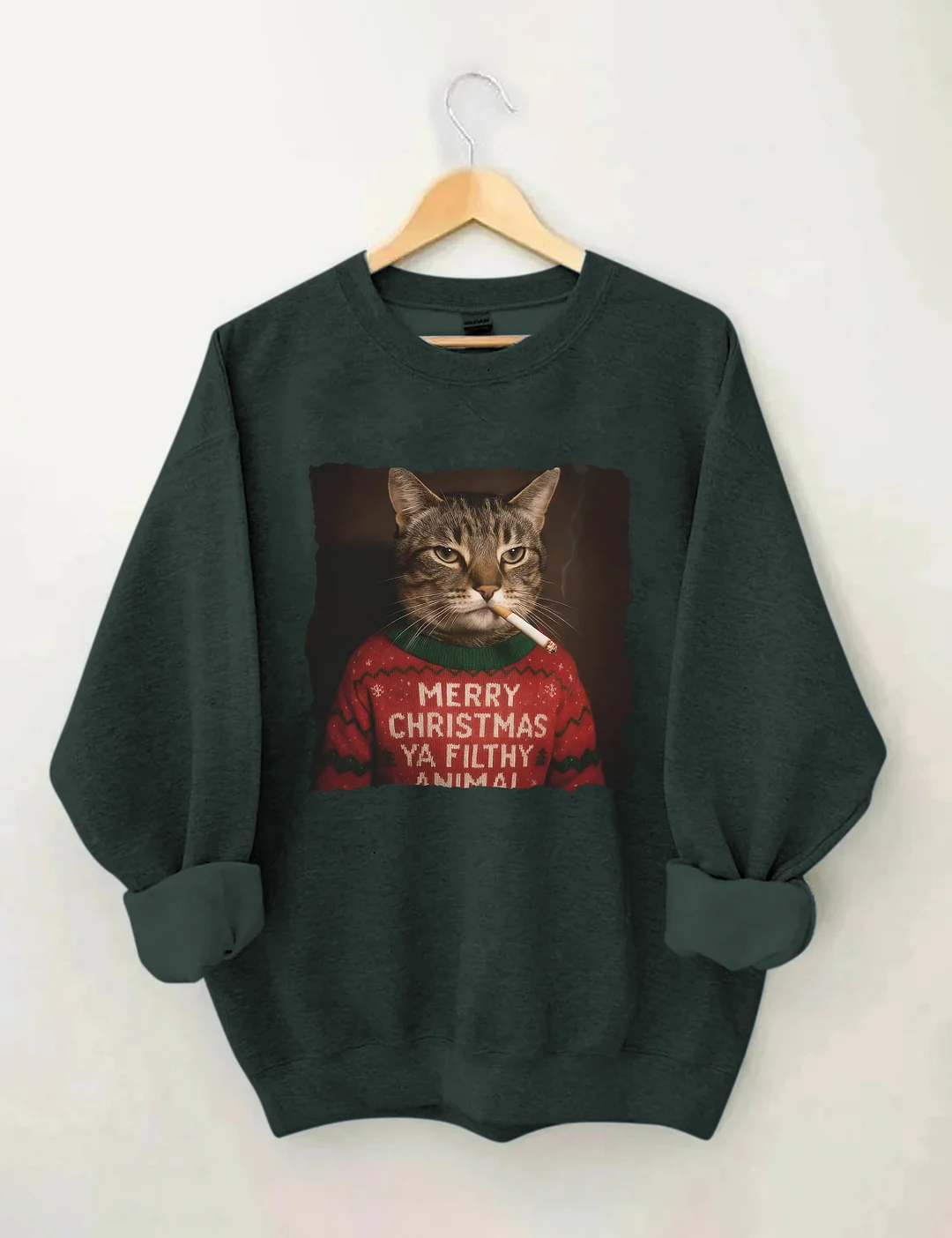 Funny Christmas Smoking Cat Sweatshirt