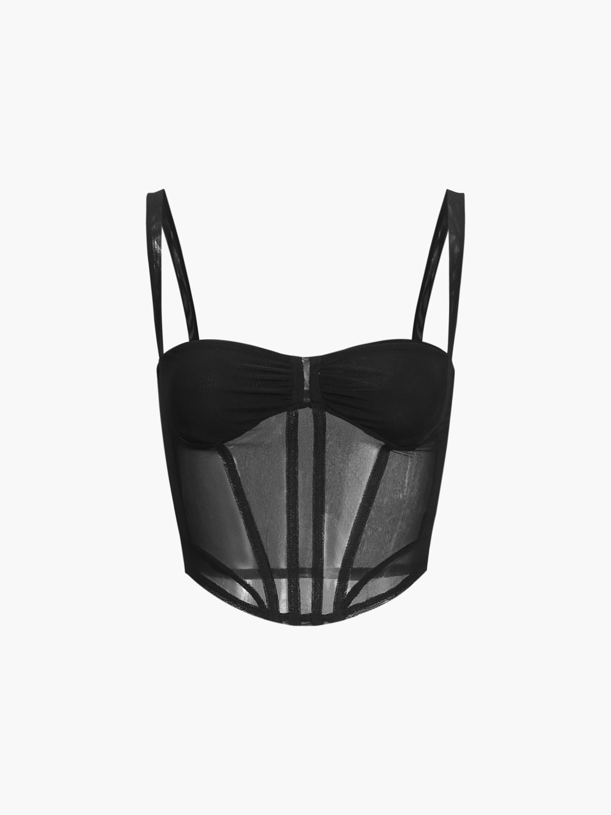 Llyge See Through Solid Mesh Cami Top llyge