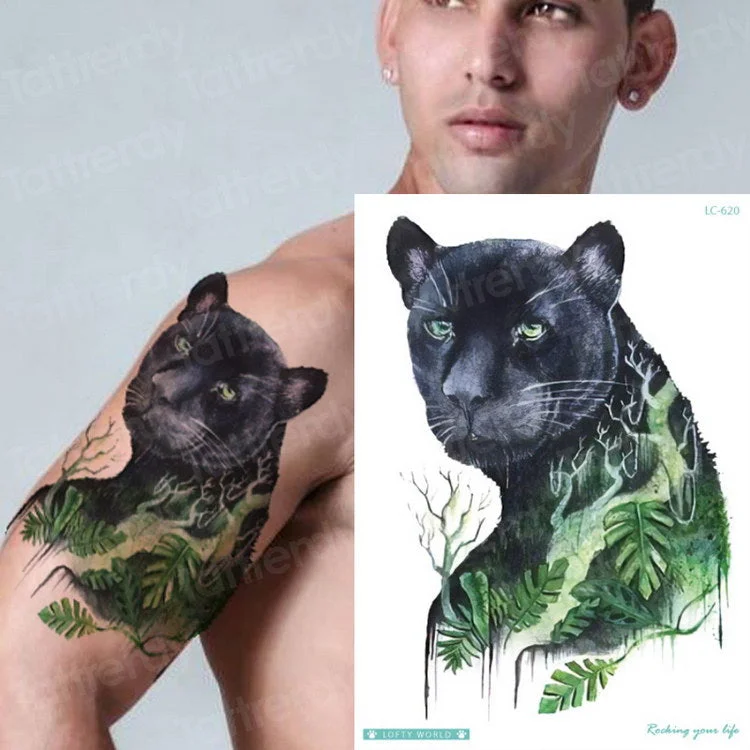 Tiger Skull Leopard dragon Waterproof Temporary Tattoo Sticker Wolf Animals Tattoos Body Art Arm Hand men Fake Tatoo Big Sexy