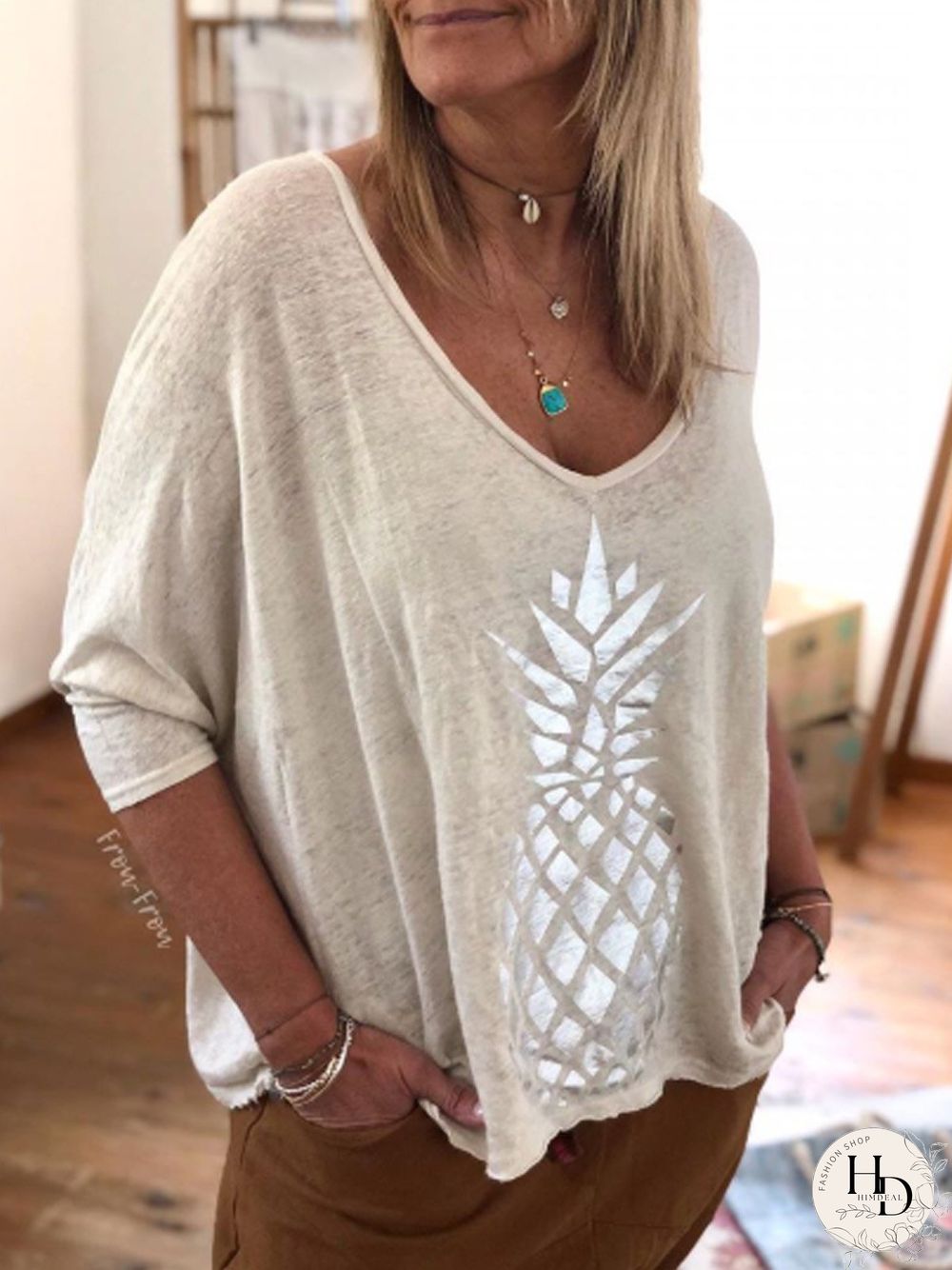 White Cotton Half Sleeve T-shirt