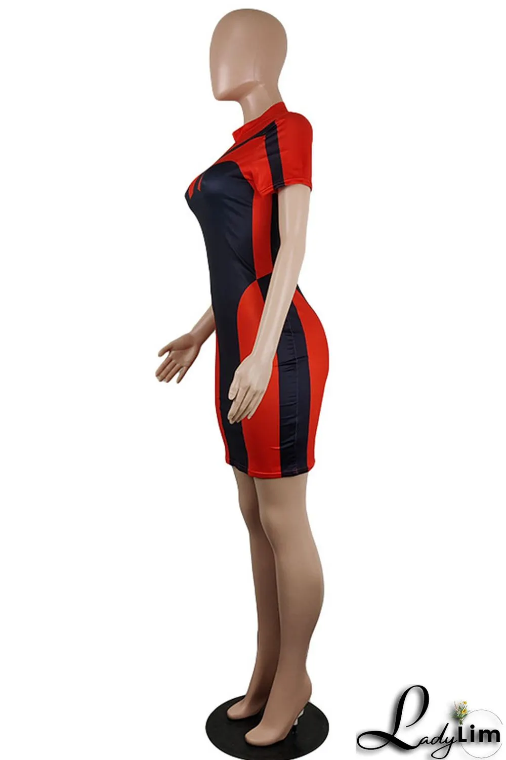 Brown Fashion Casual Patchwork Basic O Neck Short Sleeve Dress Dresses