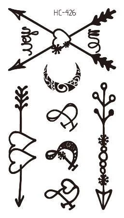 Small Sexy Lips Leaf Black Cartoon Temporary Tattoo Cute Star Tattoo Sticker Love Women Body Finger Art Waterproof Tatoo