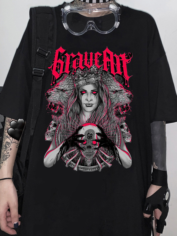 Dark Skull Printed Crew Collar T-shirt