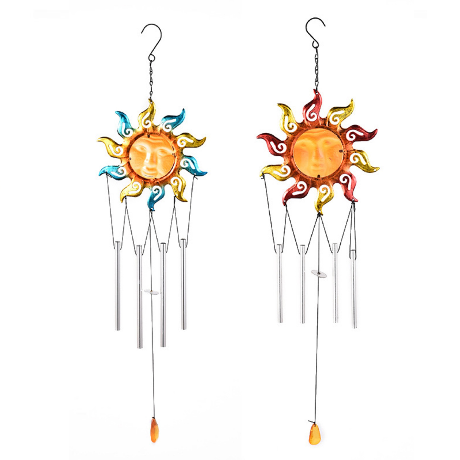 

Sun Face Wind Chimes Wind Bell Tube Hanging Decor for Indoors Outdoors, Blue box, 501 Original