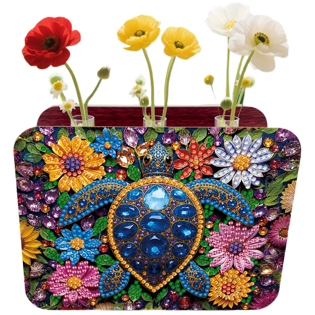 Turtle DIY Flower Vase Wooden Double Sided Desktop Diamond Art Kit Home Decor