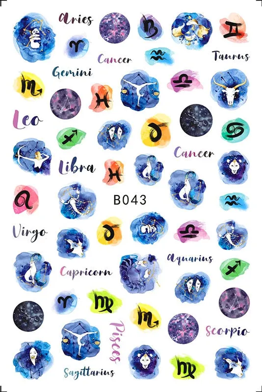 New Arrival 1pc 3D Nail Sticker Constellation Design Multi-Style Retro Back-Adhesive DIY Nail Art Tips Manicure Decoration-Nail Inspo