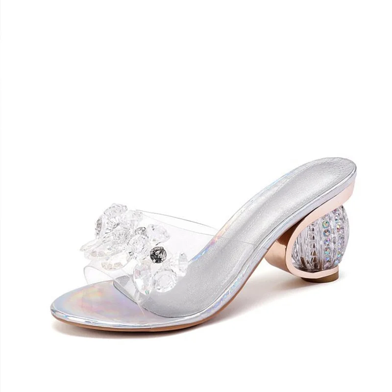 Comemore Summer Women Slippers Crystal Transparent Jelly Sandals Pumps Elegant High Heels Ladies Party Female Women's Shoes 2022